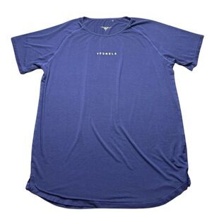 YoungLA Shirt Mens Large Blue Elite Tee Stretch Short Sleeve Performance Gym 403